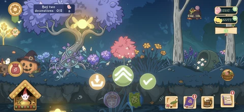 A magical plant selected in the grove with upgrade and harvest controls