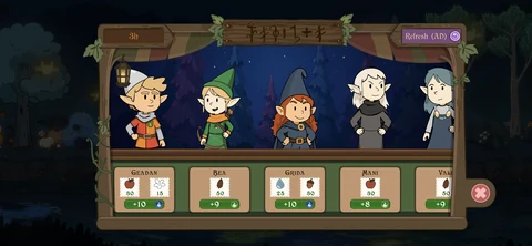 Tavern task board with the forest characters and their requested resources